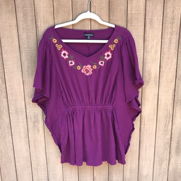 Lane Bryant Floral Embroidered Blouse Purple 14/16 - Picture 5 of 10